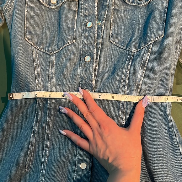 ASOS blue denim structured button up collared dress - Picture 5 of 6